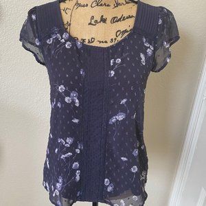 Lauren Conrad Dark blue Flora, short-sleeve top